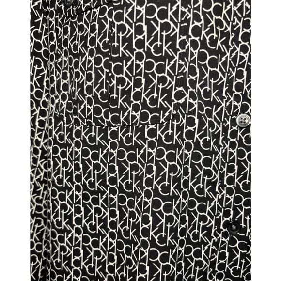 Calvin Klein Black & White CK All Over Logo Women's Long Sleeve Shirt Blouse M - Picture 9 of 16